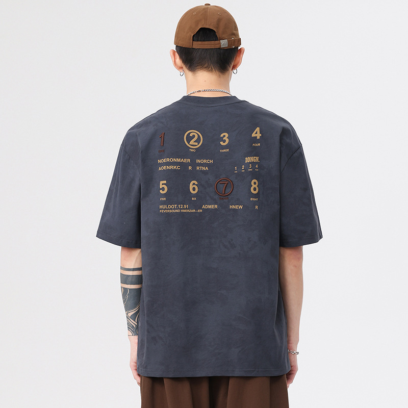 American-Style Loose Half-Sleeve Tie-Dye Men's T-Shirt 230g Letter Print Short-Sleeve T-Shirt Men's Summer Trendy Brand Large Size