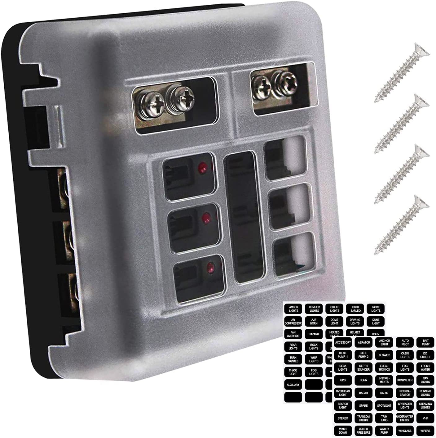 6-12 way LED RV boat fuse box multi-fuse box fuse control box with ground
