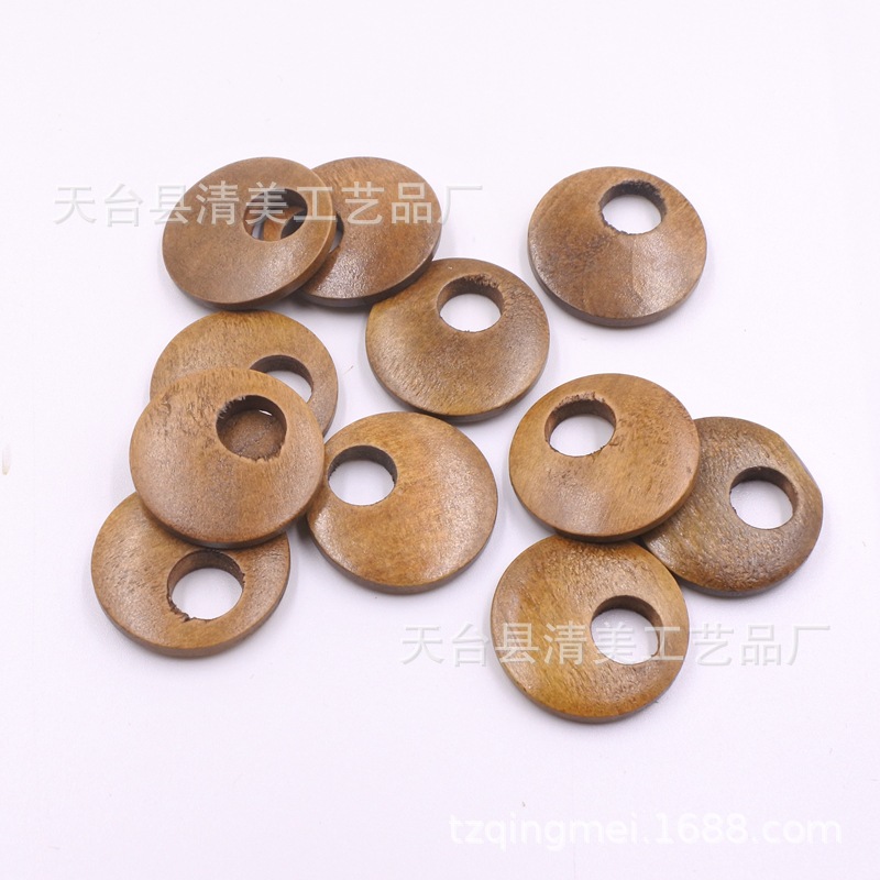 25mm agujero redondo botón de café profundo bricolaje decoración artesanía madera botón de madera 50 por paquete