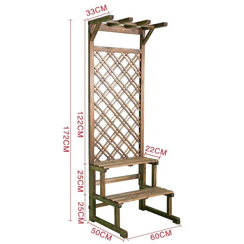 Soporte de flores de madera anticorrosión Soporte de maceta rejilla de piso estante de flores de patio interior madera maciza terraza de varios pisos al aire libre