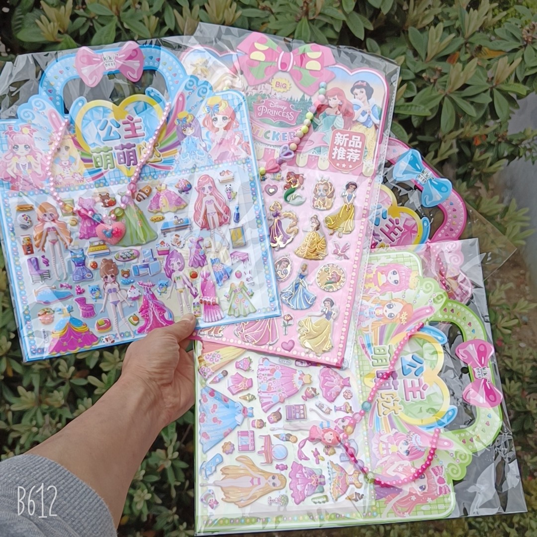 Nuevo feliz dibujos animados dibujos animados burbujas artesanía regalo de recompensa pegatinas de jardín de infantes 3D movimiento tridimensional