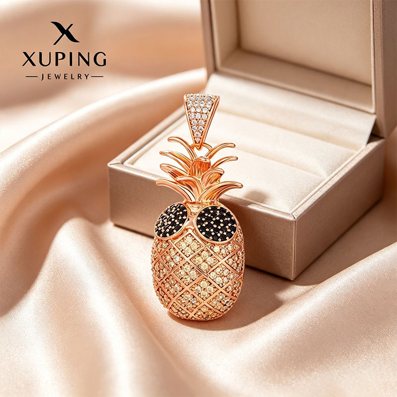 Colgante de Piña de Aleación de Cobre y Circona Artificial Chapado en Oro de 18K image 1