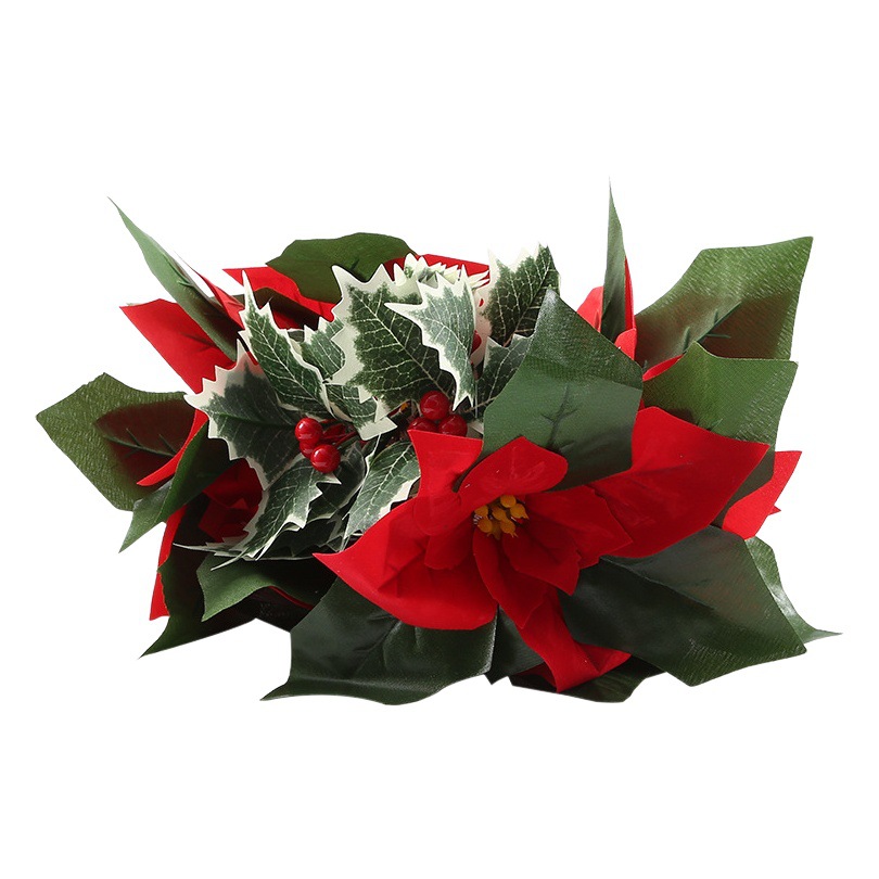 Novedad en Amazon Luces navideñas LED Luces de poinsettia Flores rojas Bayas rojas Chimenea navideña Luces decorativas festivas para el hogar