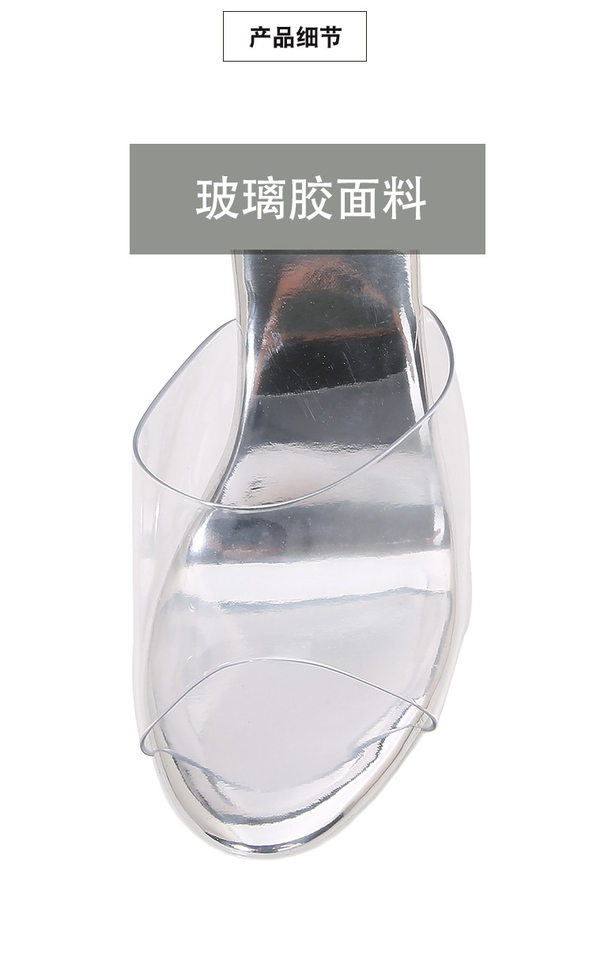 Dép sandal cao gót nhọn quai trong suốt mũi hở phong cách tiên nữ — Màu bạc, Màu trắng, Màu đen, Màu đỏ chi tiết 6