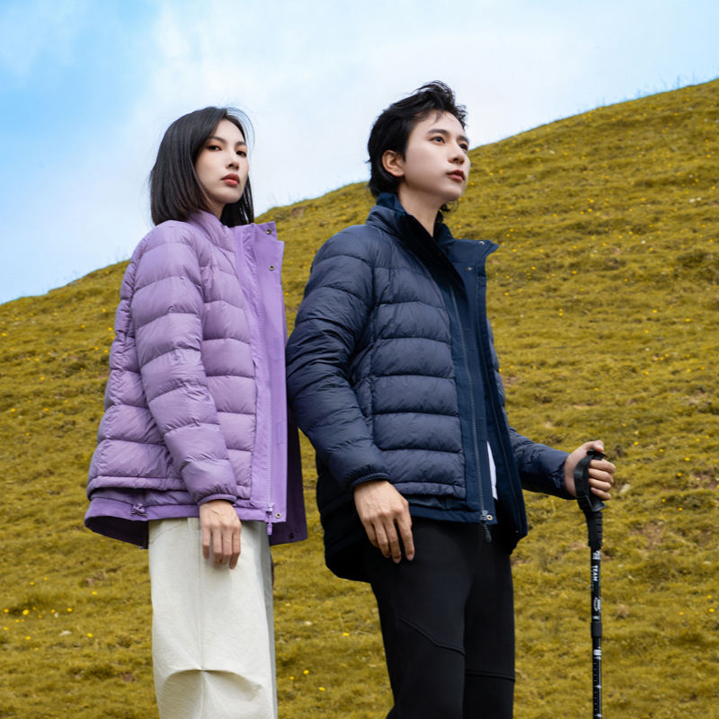 Jacket Women's windproof waterproof three-in-one solid color down jacket cold-proof workwear mountaineering jacket men