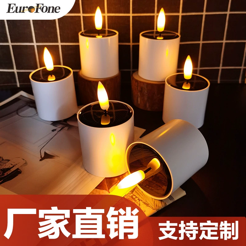 Трансграничные рождественские украшения самоосвещенные солнечные свечи свет открытый двор водонепроницаемый свет энергия зарядки светодиодный маленький чай воск