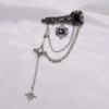 Brand retro fashionable chain with tassels, brooch, suit, accessory, with gem