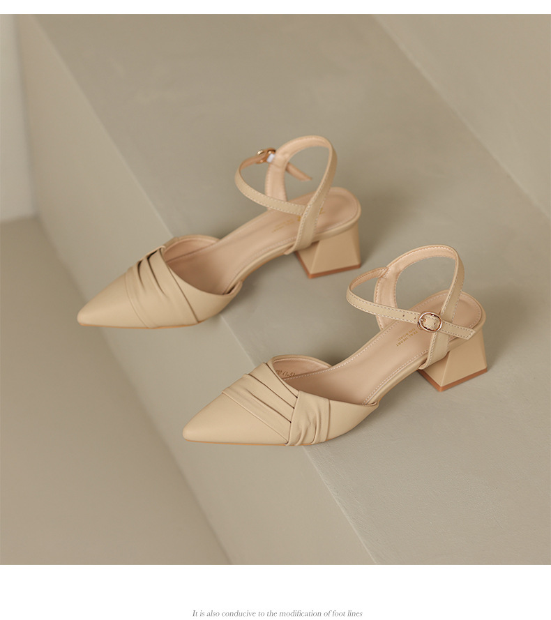 Sandal nữ mũi nhọn quai ngang phong cách Hàn Quốc — BL135 màu đen chi tiết 21