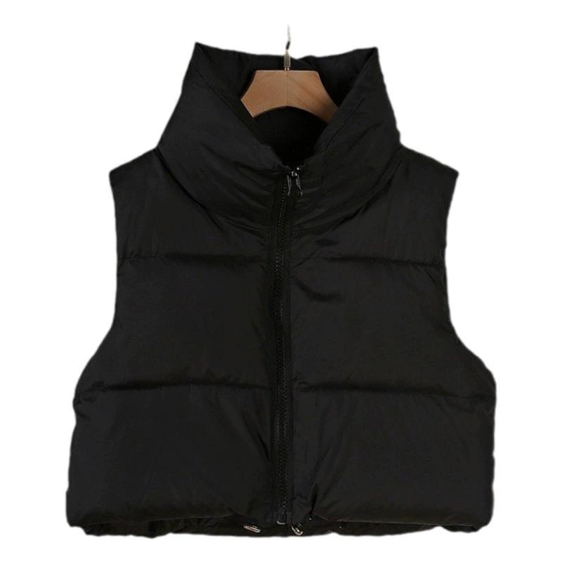 Осень и зима новая европейская и американская трансграничная женская одежда Amazon желает пуховый хлопковый жилет с коротким воротником-стойкой на шнурке универсальный и модный