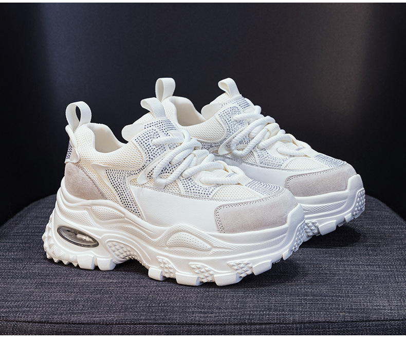 Giày sneaker nữ chunky đế dày phong cách retro, tăng chiều cao, đính đá lấp lánh — M2911 vàng, M2911 be, M2911 đỏ, M2911 xanh lá chi tiết 21