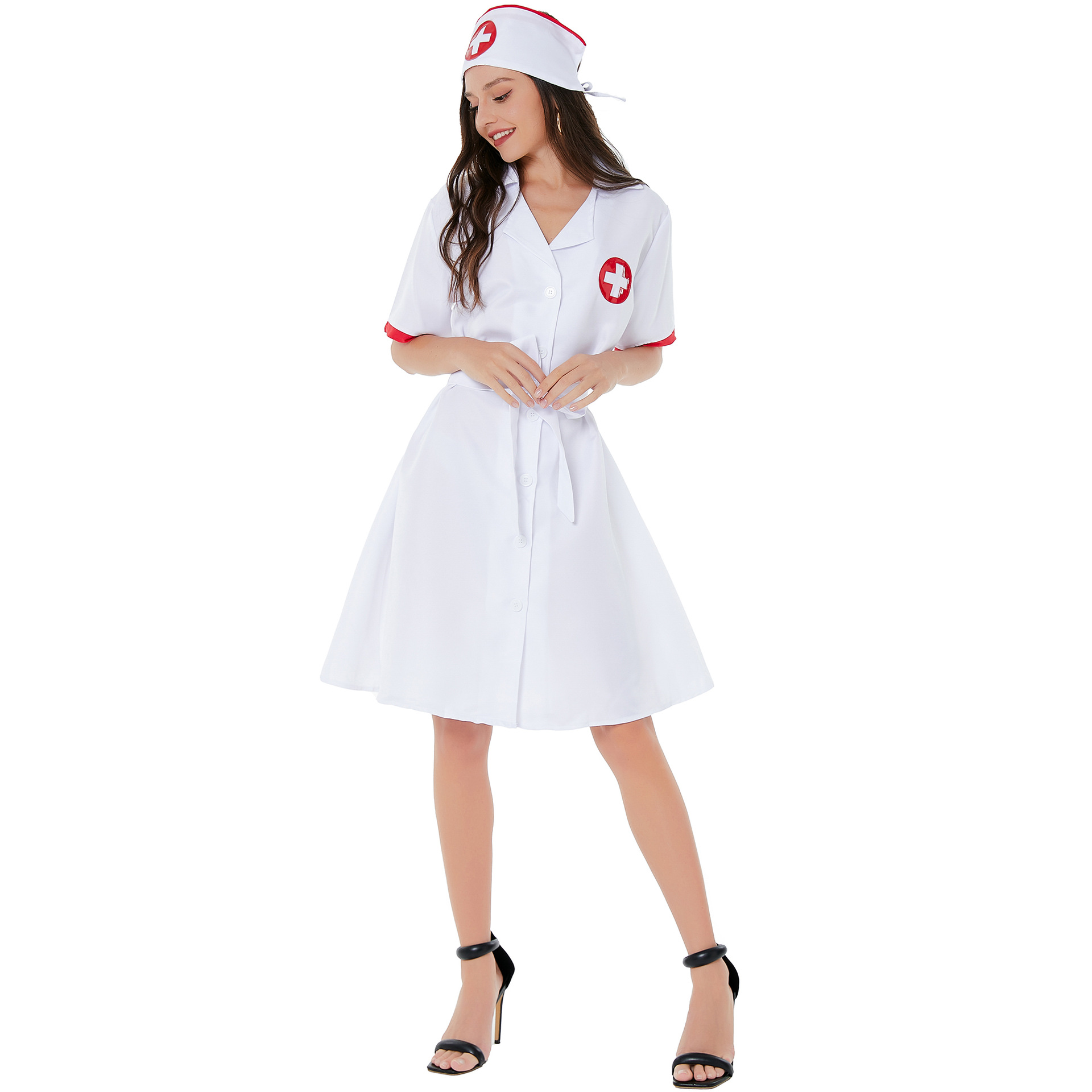 thumbnail image 1 of Disfraces de Halloween 2024 SL nuevo uniforme de enfermera disfraz de enfermera juego de rol cosplay divertido uniforme disfraz de enfermera femenina, 1 of 4
