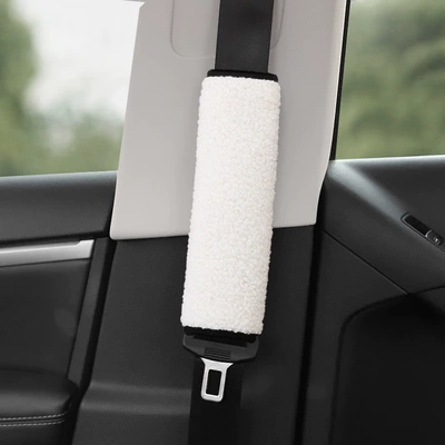 Seat belt shoulder pad – car seat belt shoulder pad - pure-white-no-pattern