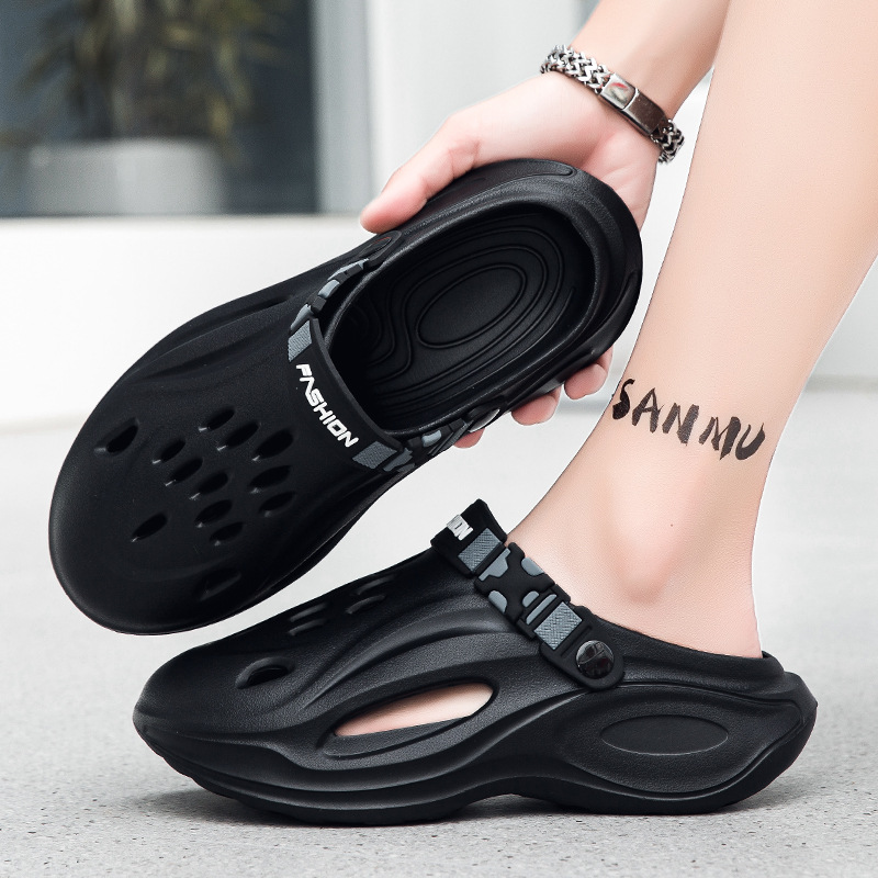 Zapatos con agujeros transfronterizos para hombres nuevos zapatos de verano huecos Baotou suela gruesa con sensación de mierda eva sandalias antideslizantes zapatos de playa para hombres