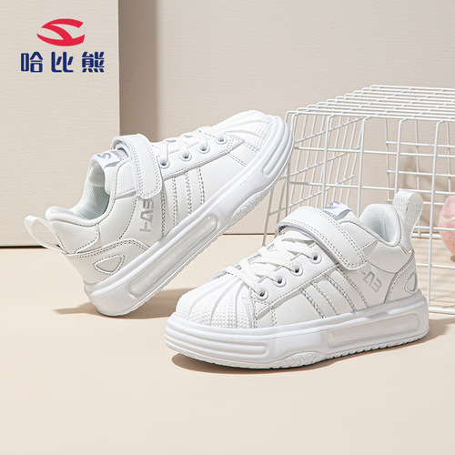 Baby Bear Autumn Leather Surface Boys' Leisure Shoes New Girls' Training Shoes Soft Sole Children's Board Shoes Direct Factory Sale