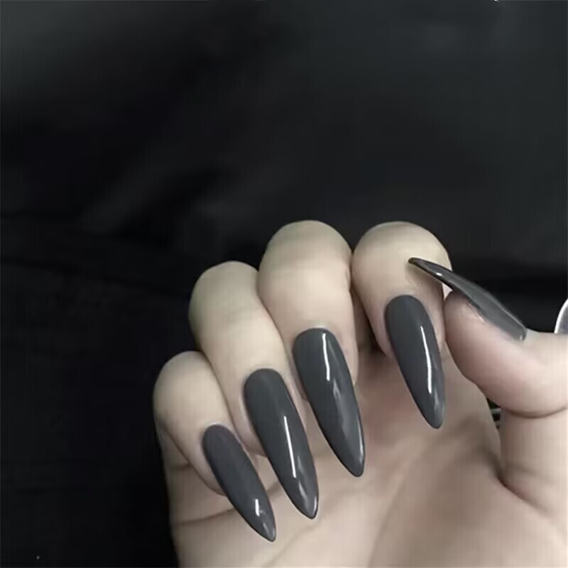 CS-243 Art Pointed Grey Fake Nail Piece Wearing Nail Paste Finished Nail Paste 24 Pieces Nail Paste Wholesale