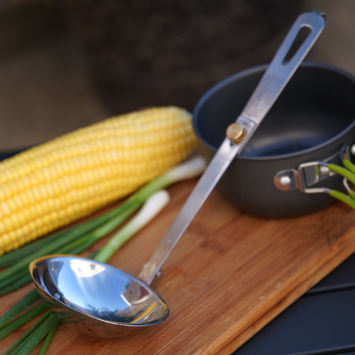 Outdoor stainless steel foldable spoon long handle picnic cookware picnic travel tableware portable kitchen utensils
