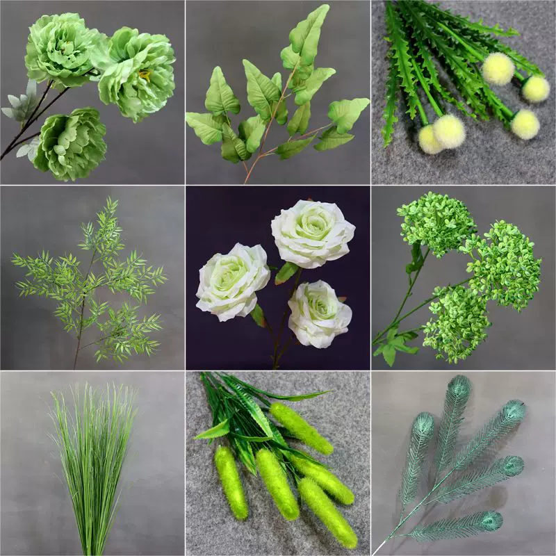 绿色仿真花森系吊顶绿植叶子婚庆花材配叶花艺装饰道具假花假树叶