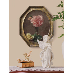 法式復古小眾藝術臥室裝飾畫歐式客廳餐廳八角掛畫美式花卉壁畫橢