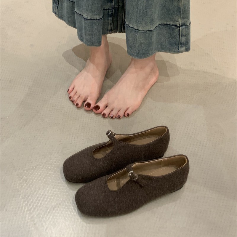 平底复古方头浅口单鞋女2025新款春季法式仙女洋气百搭温柔小皮鞋|undefined