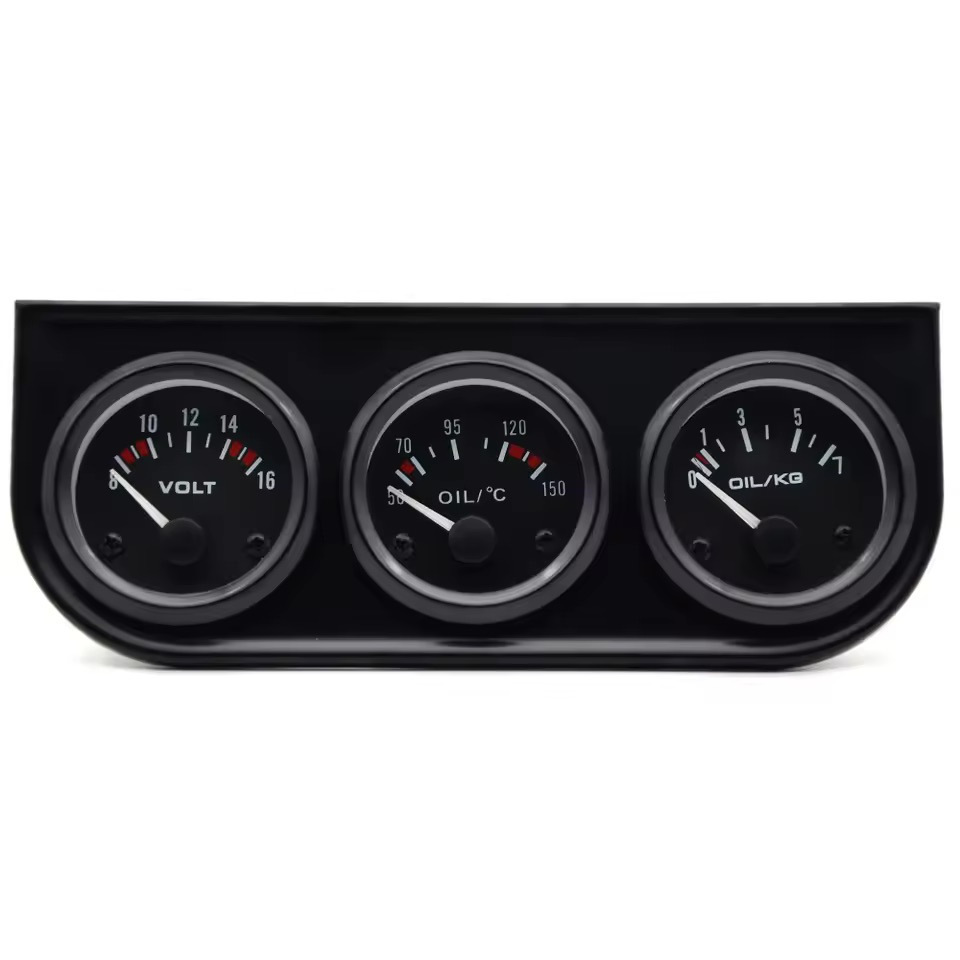 Cross-border bestseller 12V 2-inch 52MM oil temperature, oil pressure, voltage combination triple gauge car instrument modification oil temperature gauge