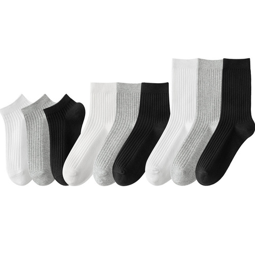 Socks Men's Spring and Summer Sweat-Absorbent Cotton Socks Double-needle Mid-Tube Socks Business Casual Long Socks Black and Gray Versatile Short-Tube Men's Socks