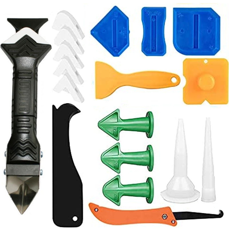 19件套玻璃胶角刮刀和填缝剂 厨房浴室窗户水槽接头玻璃胶角刮刀