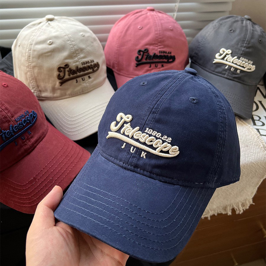 Corea del Sur Inglés bordado sombrero de béisbol mujer pareja de cabeza grande cara pequeña sombrero de protección solar