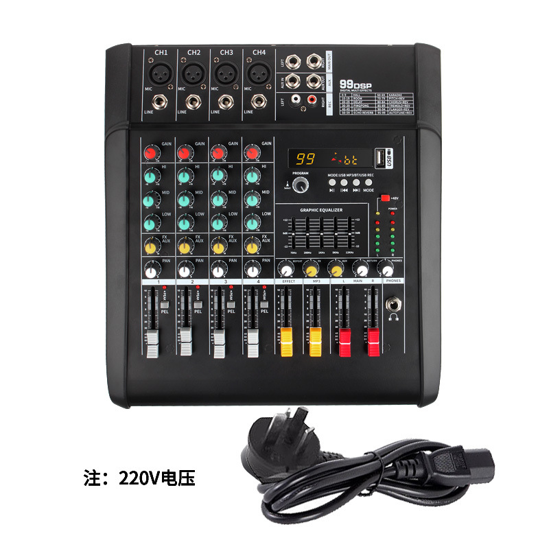 Consola de Mezcla con Amplificador de 4 Canales Modelo 402D 99 Efectos DSP con Bluetooth USB para Escenarios y Conferencias image 6