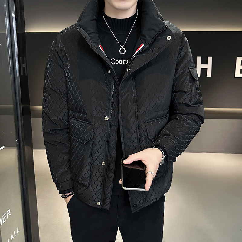 B255 8088 shopkeeper style men's winter new full printing heavy industry designer stand collar Jade down jacket