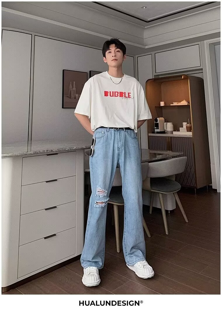 boy European And American High Street Ripped Jeans For Men, Autumn Thin Design Sense Niche Pants, Loose Ins Trend Brand_viptrois.com