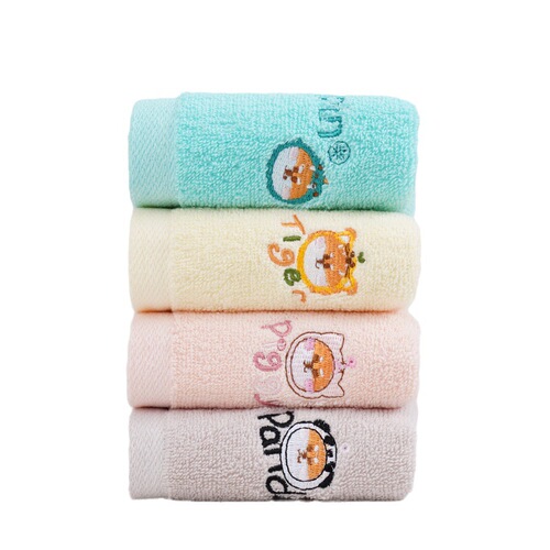 Wholesale pure cotton children's towel weather cartoon embroidery soft children's cute face towel pure cotton plain absorbent small towel