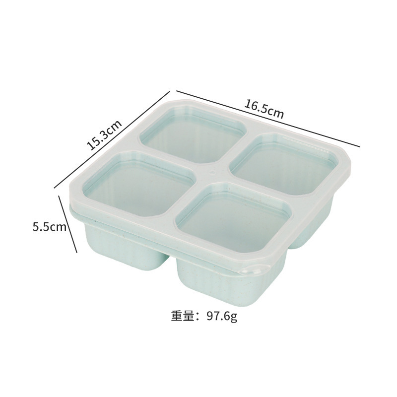 跨境热卖小麦秸秆四格饭盒学生上班族便当盒便携高颜值分格午餐盒|undefined