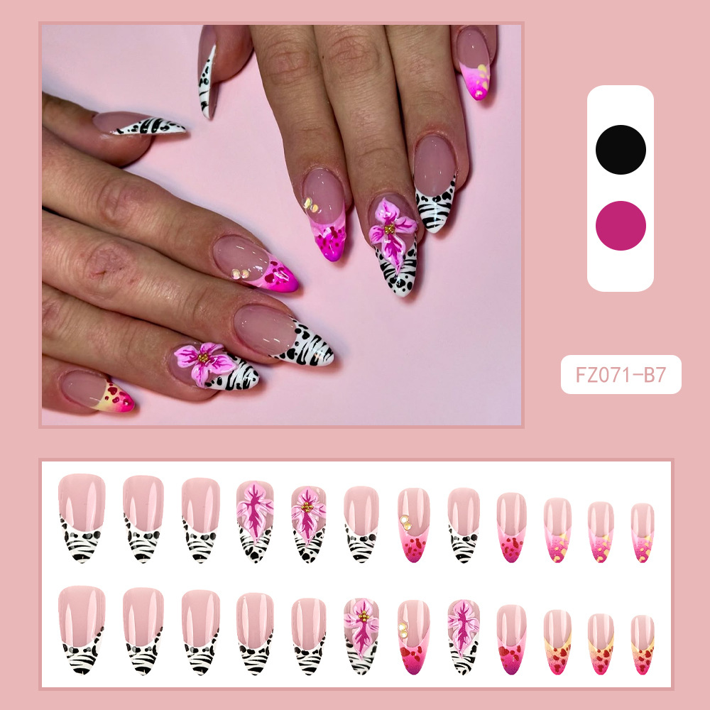 Uñas postizas 3D estéreo blanqueadoras, muy vendidas, piezas de arte de uñas portátiles transfronterizas, pegatinas de uñas sencillas con un toque de alta gama, venta al por mayor