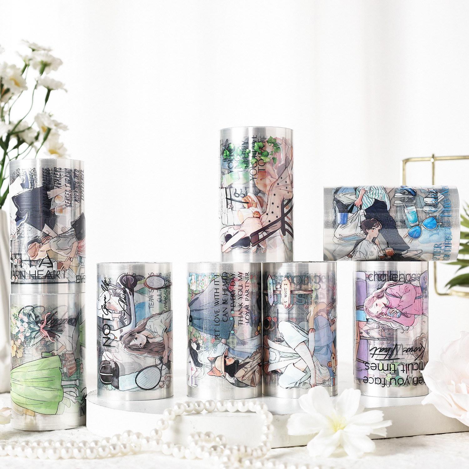 Serie de recuerdos de micro sal Pet ins Impermeable Small Fresh Character Theme Cinta Juego de cajas Pegatinas decorativas de cuenta manual de bricolaje