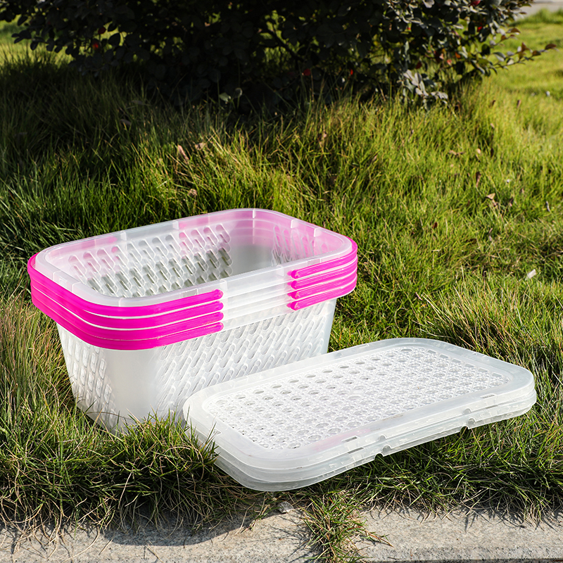 T镂空塑料手提杨梅篮方形带盖樱桃冬枣葡萄圣女果 采摘篮鸡蛋篮子