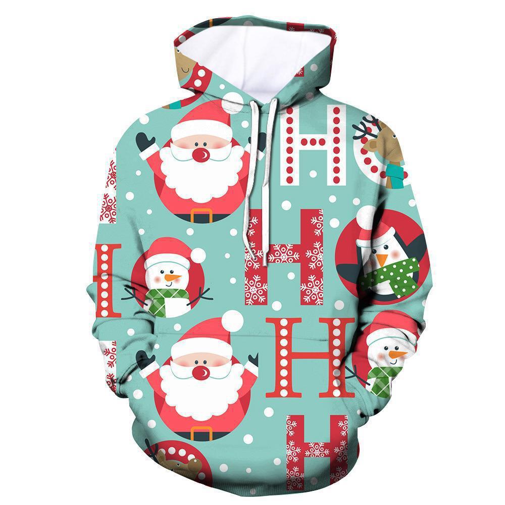 2024 Sudadera de moda transfronteriza de nuevo estilo europeo y americano Navidad 3D impresión digital sudadera con capucha para hombre suéter para niños
