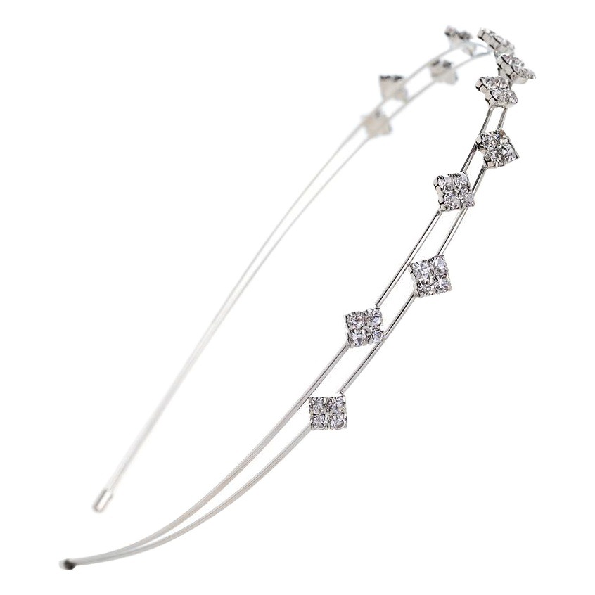 Diadema de Doble Fila con Diamantes de Imitación, Aleación de Zinc, Galvanizado, para Mujeres image 1