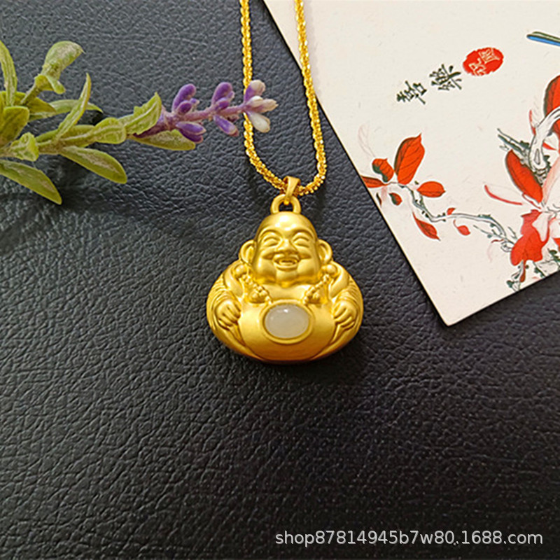 상감 된 Hetian 옥 부처님 공공 체인 (30*30mm)