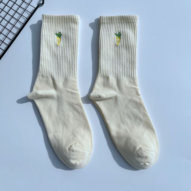 Chaussettes de sport mi-mollet en coton à rayures pour homme, brodées, couleur unie, tendance, style universitaire, 2025d_voghion.com