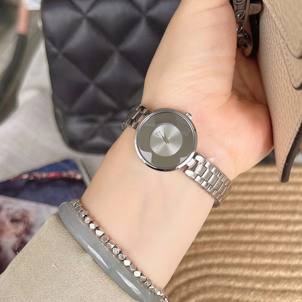 Reloj Tt/Tianta Fashion con correa de acero y cadena para mujer. Sencillo y elegante. Reloj redondo pequeño._voghion.com