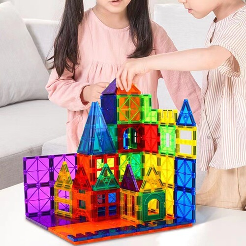 Large Color Window Magnetic Piece Set Children's Educational Magnetic Building Block Set Variety of Assembled Toys Manufacturer Wholesale