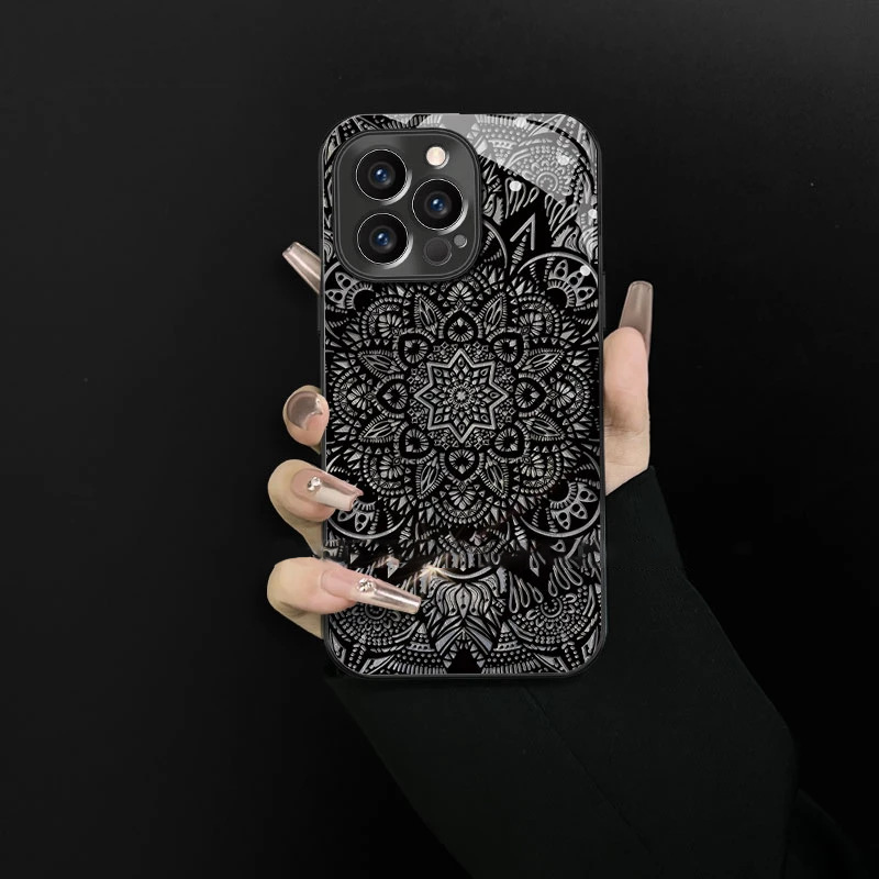 适用iPhone16ProMax手机壳繁花女孩苹果华为oppo小米vivo电镀玻璃|undefined