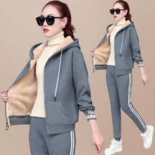 羊羔绒外套女秋冬女装2023年新款冬装女士卫衣加厚加绒运动套装冬