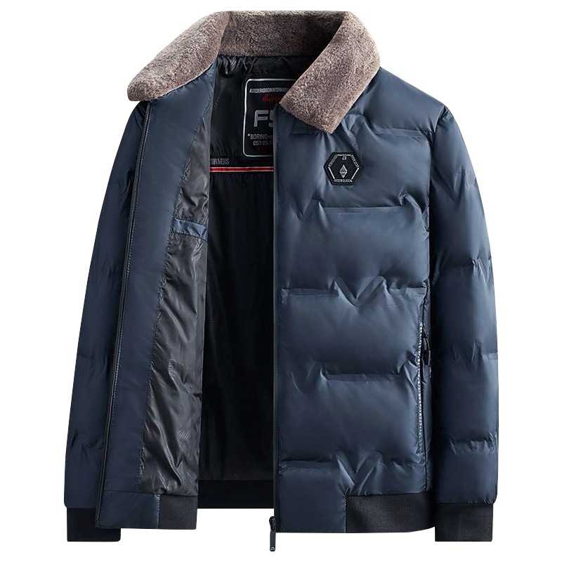 2023 Invierno joven y de mediana edad de los hombres de solapa abrigo de algodón acolchado abrigo de invierno engrosada cálida chaqueta de algodón acolchado abrigo de papá abajo de algodón acolchado