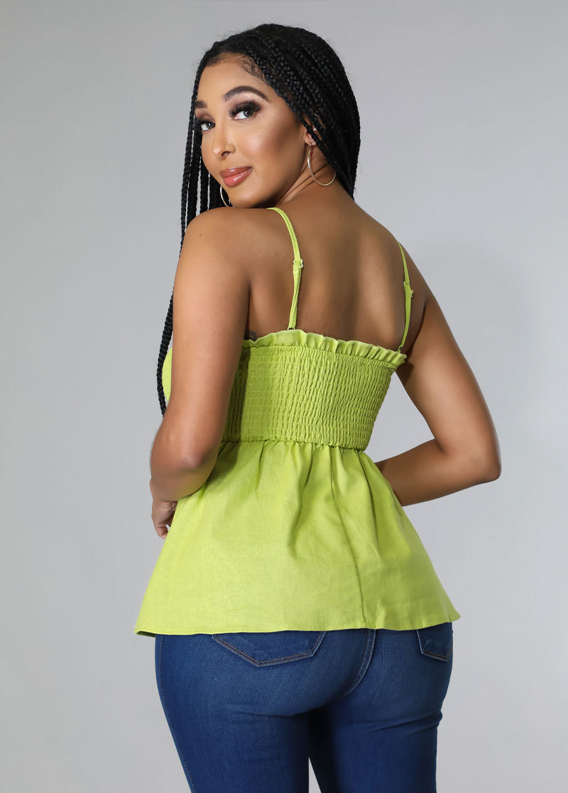 solid color pleated button decor camisole NSXHX127649