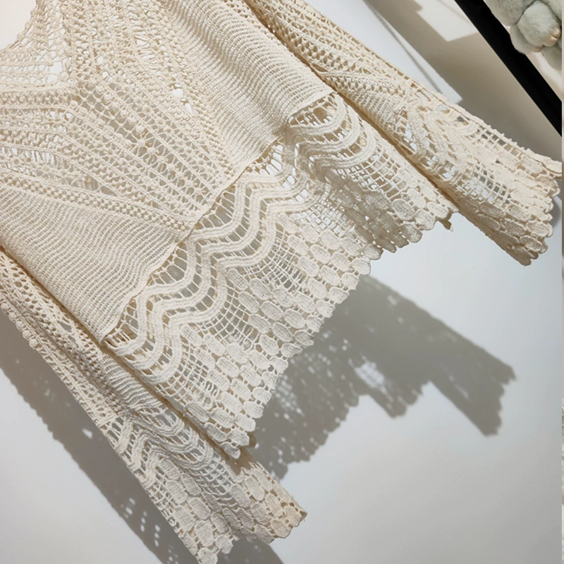 Knitted autumn sweater, long-sleeve, boho style, oversize