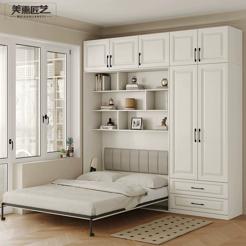 Татами шкаф из цельного дерева, невидимый встроенный шкаф для маленькой квартиры, спальни, многофункциональная кровать для хранения, складная кровать, комбинированная детская кровать