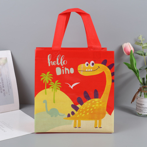 Amazon Cute Dinosaur Gravure Portable Shopping Bag Cartoon Non-Woven Daily necessities Storage Bag Foreign Trade