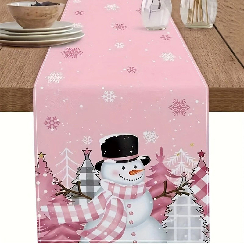 国境を越えた新型ハロウィーンテーブル旗サンタクロースヘラジカ雪だるま亜麻プリント客間茶卓装飾|undefined