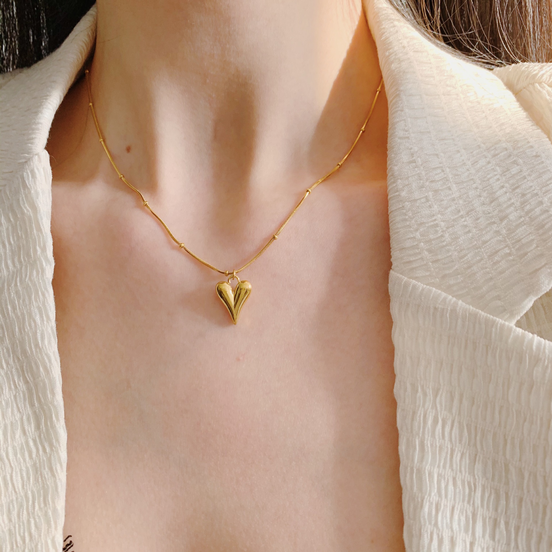 Necklace Classification 304 Stainless Steel Chain Material PVD Coated 18K Gold Plated Geometric 304 Stainless Steel Simple Style Waterproof Non Tarnish 304 Stainless Steel Necklace